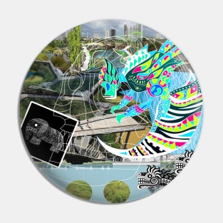 the death and the city in wetland collage of pattern Pin