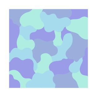 Colourful Blob Abstract Pattern in Soft Blue and Cyan T-Shirt