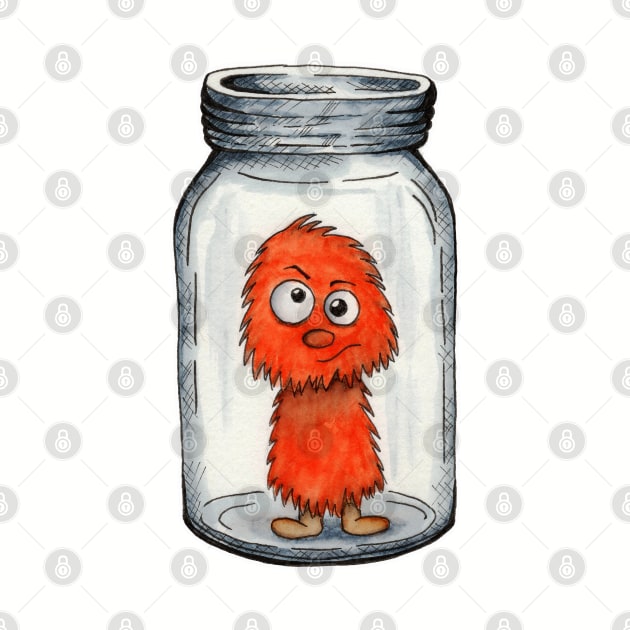 Orange Fuzz Monster in a Jar by AaronShirleyArtist