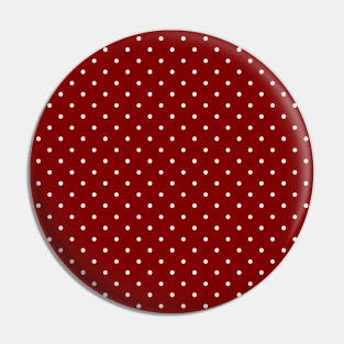 Large White Polka Dots On Dark Christmas Candy Apple Red Pin