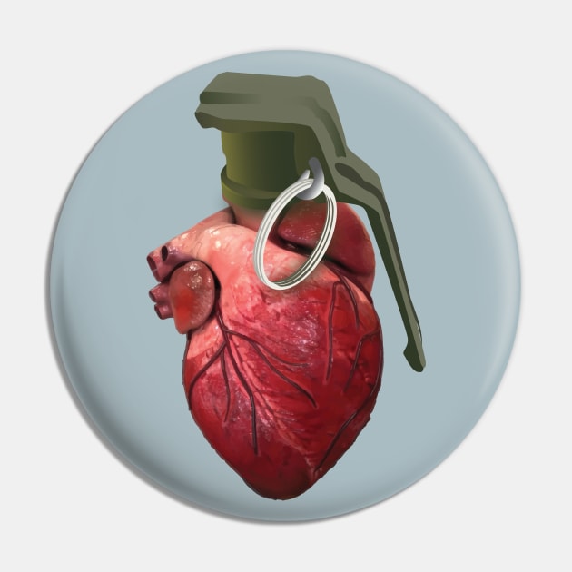 Heart Grenade Pin by at1102Studio