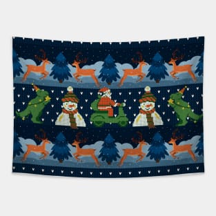 Funny Christmas Pixel pattern Tapestry