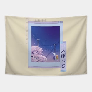 Alone Japanese Vaporwave Aesthetic Anime Tapestry