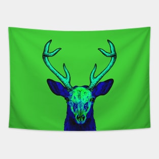 Deer Skull Interactive Green&Blue Filter T-Shirt By Red&Blue Tapestry