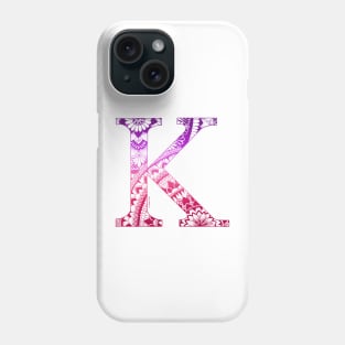 Mandala Letter Capital K Pink Phone Case