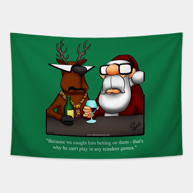 Funny Christmas Holiday Reindeer Cartoon Tapestry by abbottcartoons