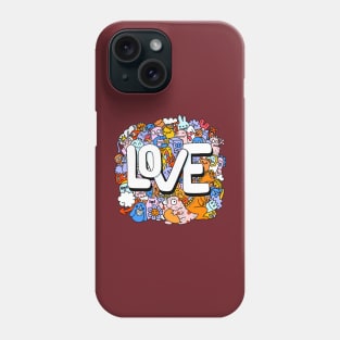 doodle love monster Phone Case