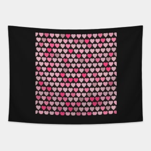 Valentines Hearts- Black Background Tapestry