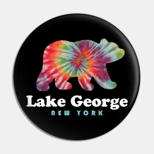 Lake George NY Bear Tie Dye New York Vacation Pin