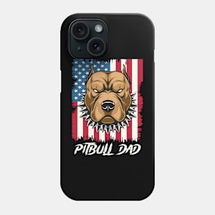 Pitbull Dad American Flag Patriot Fathers Day 4th Of July USA Flag Dog best Gift Phone Case