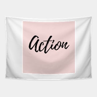 Action - Pink Background Tapestry