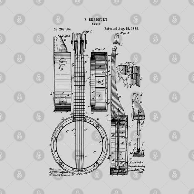 Banjo 1882 Vintage Patent Print by MadebyDesign