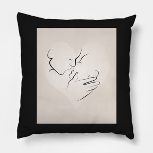 Minimalistic French Kiss In A Heart Illustration Pillow