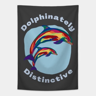 Dolphinately Distinctive Rainbow Dolphins Tapestry