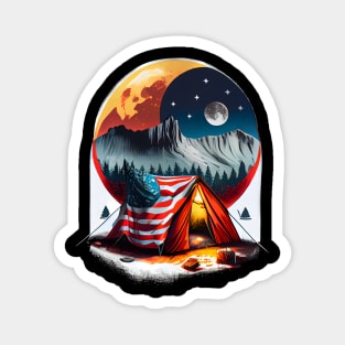 Adventure Awaits: Explore the Great Outdoors with Cool Hiking and Camping Motifs in the USA Magnet