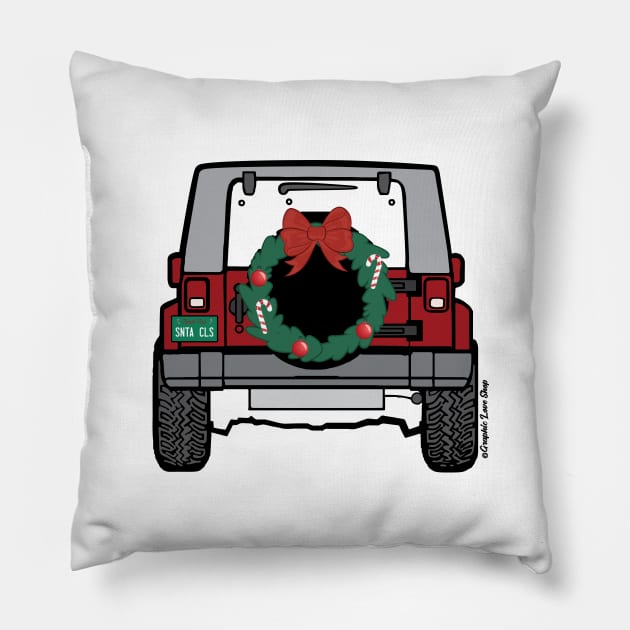 Santa's New Ride, Christmas Jeep © GraphicLoveShop Pillow by GraphicLoveShop