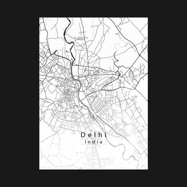 Delhi India City Map white by Robin-Niemczyk