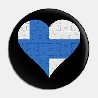 Finnish Jigsaw Puzzle Heart Design - Gift for Finnish With Finland Roots Pin