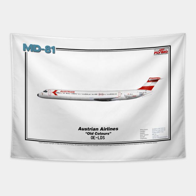 McDonnell Douglas MD-81 - Austrian Airlines "Old Colours" (Art Print) Tapestry by TheArtofFlying