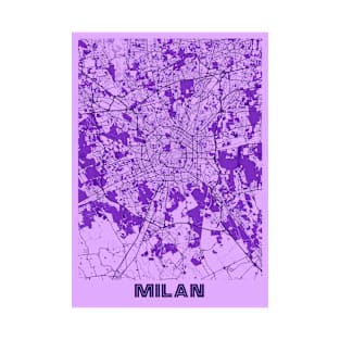 Milan - Italy Lavender City Map T-Shirt