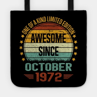50 Years Old Gifts Awesome Since October 1972 50th Birthday Tote