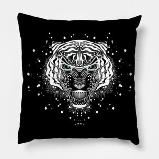 Traditional tattoo white tiger Pillow