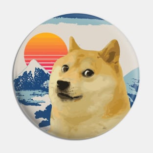 Doge Meme Much Wow japan mount fuji hokusai SHIBA INU Pin