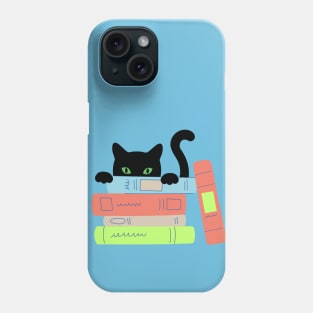 Funny Cute Kawaii Anime Book Reading Bookworm Peeking Cat Phone Case