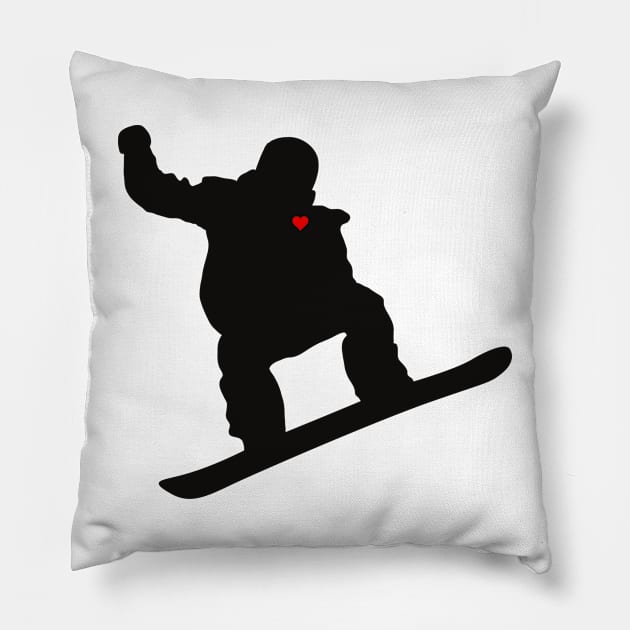 Snowboarder with heart Pillow by JunniePL