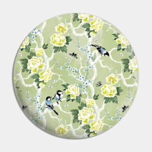 Chinoiserie birds in green Pin