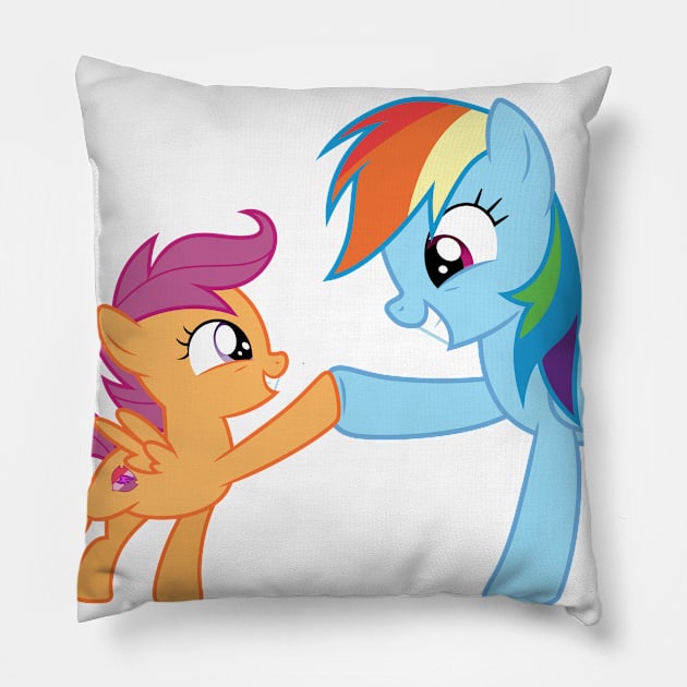 Rainbow Dash is so proud of Scootaloo 2 Pillow by CloudyGlow