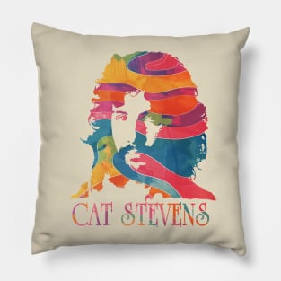 cat stevens psychedelic graphic Pillow