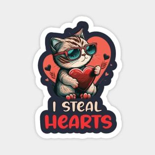 Funny Valentines day Saying - I Steal Hearts Valentine Day Gift For Cat Lovers Magnet