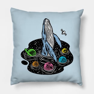 Whale Swimming Universe Pillow