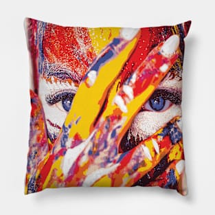 PAINTED GIRL Pop Art Pillow