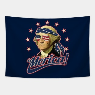 Funny Patriotic President George Washington Merica Tapestry