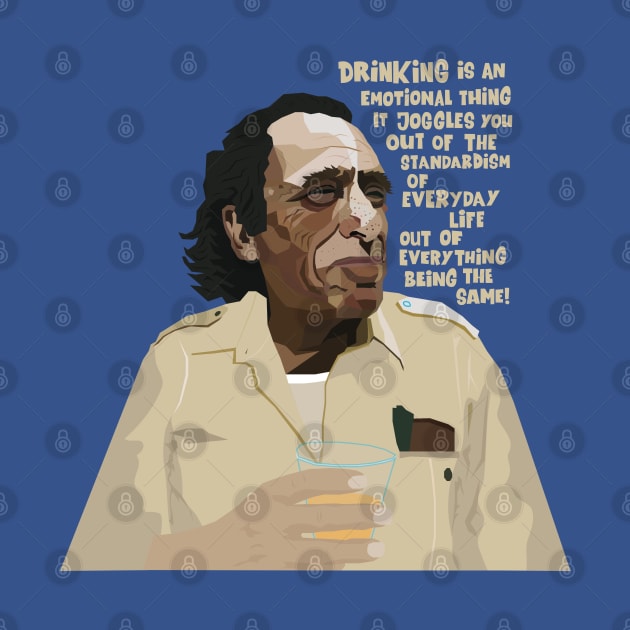 Charles Bukowski Portrait: Embracing the Subversive Spirit of Critical Thinking and Whiskey by Boogosh