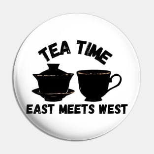 East Meets West Tea Time Design Pin