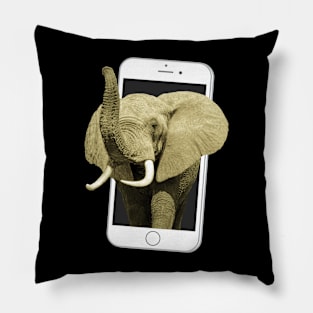 Elepfant with phone - Wildlife in Africa Pillow