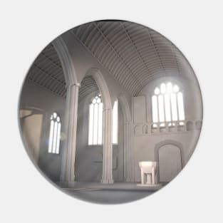 3D atmospheric artist impression of light filled church Pin