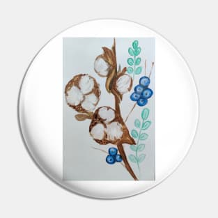 Cotton Flower illustration in watercolours Pin