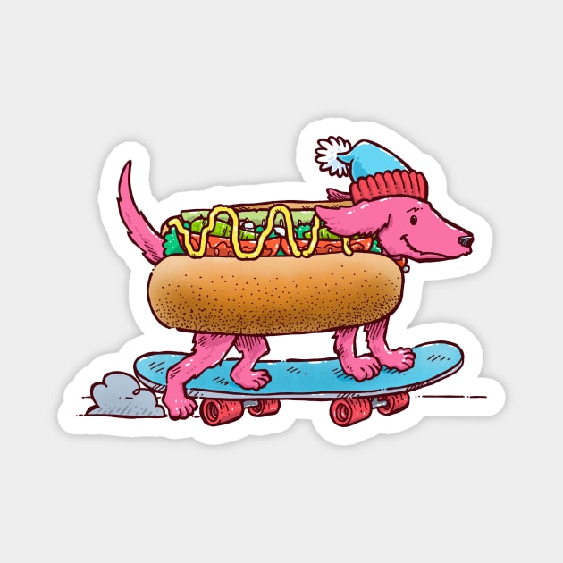 Chicago Weiner Dog Skater Magnet by nickv47