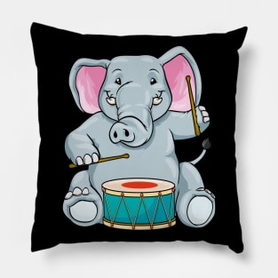 Funny elephant is playing the drum Pillow