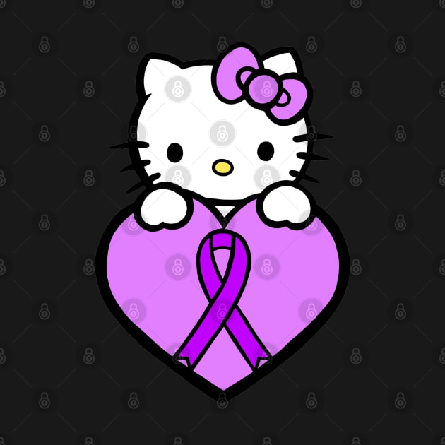 Cartoon cat awareness ribbon (Purple) by CaitlynConnor