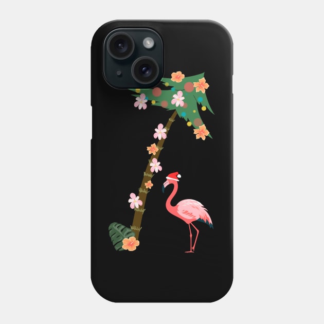 Funny Flamingo Palm Tree Floral Vintage Hawaii Christmas Phone Case by Ai Wanderer