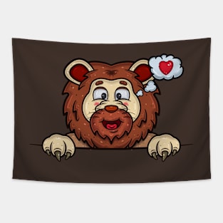 Lion Cartoon With Loving Face Expression Tapestry