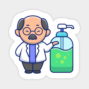 Cute doctor with hand sanitizer cartoon Magnet