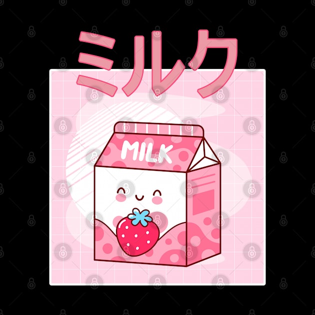 Japanese Aesthetics Kawaii Strawberry Milk Shake by kevenwal