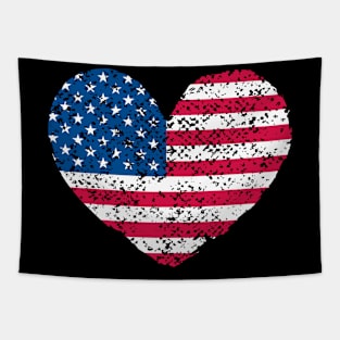 Heart Shape USA American Flag Patriot Tapestry