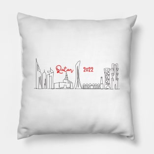 Qatar 2022 - Doha Skyline - red Pillow